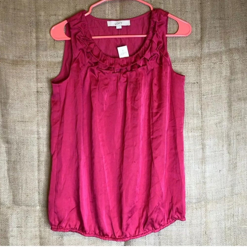 Ann Taylor LOFT Blouse SZ XS Sleeveless Ruffle NEW - Picture 1 of 7
